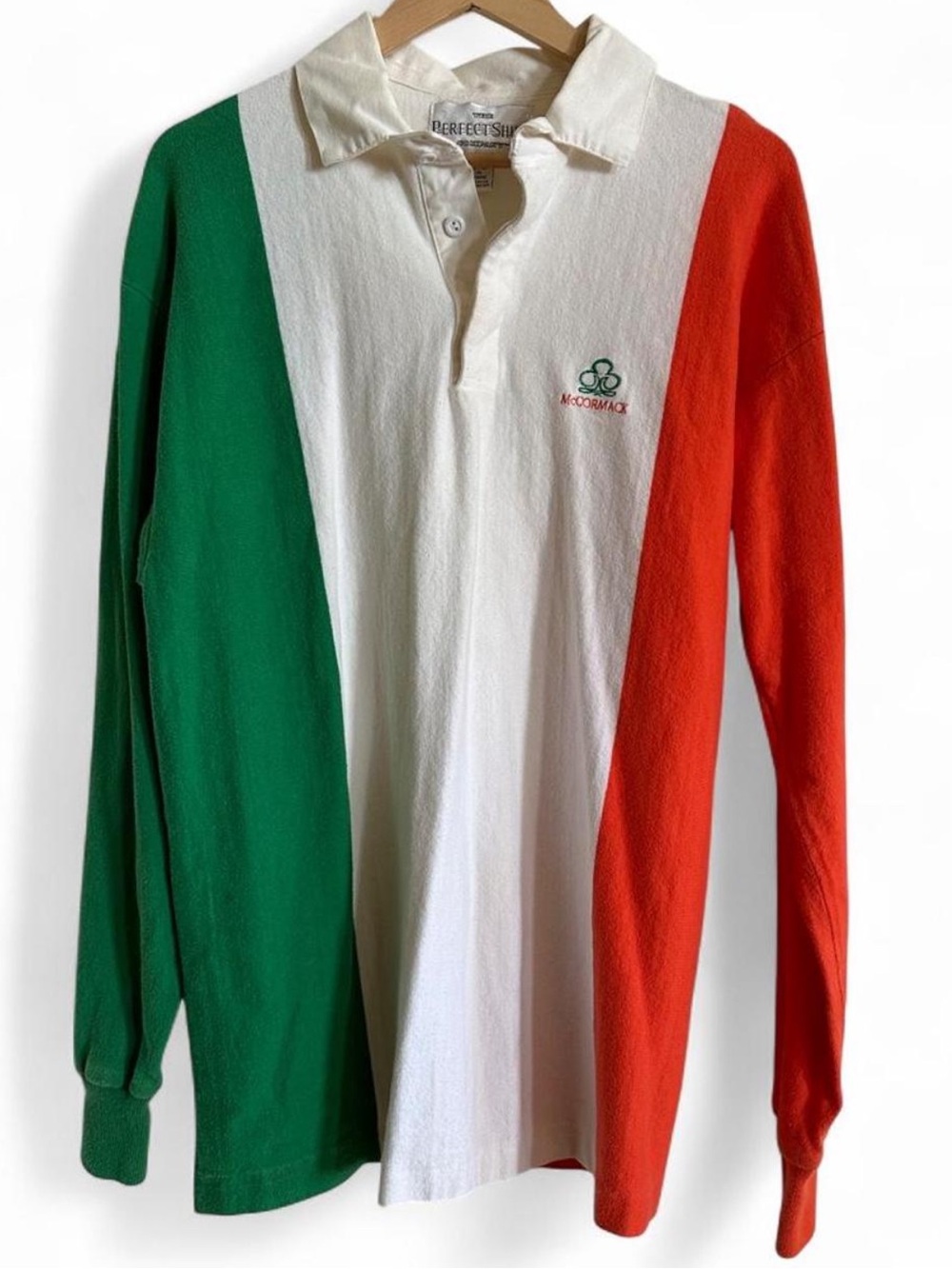 Vintage USA Irish Rugby Shirt XL McCormack Shamrock Colorblock Long Sleeve Polo - Picture 2 of 8